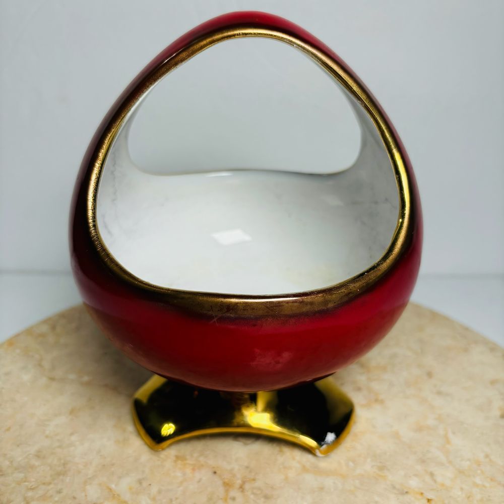 Vintage Golden‎ Crown E&R Ebeling & Reuss Vienna Austria Red/Gold Vase Bowl